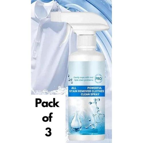 Three 100ml bottles of Clean Spray Stain Remover arranged neatly on a minimal white background.
