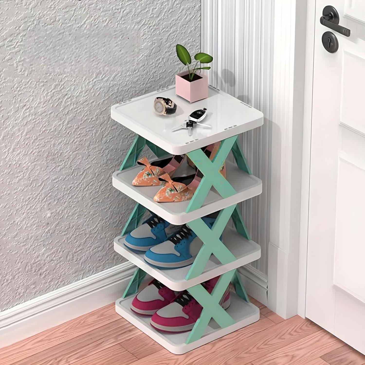 4 layer shoe rack organizer

stackable shoe storage rack

adjustable shoe organizer